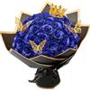 YUZHEDM 24 Pezz Rosa Eterna Fiori Finti Rose Stabilizzate Addobbi Ornamenti Natalizi per Casa Interno Ghirlanda Fai da te Matrimonio Bouquet da Sposa Festa San Valentino Decorazione（blu）