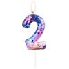 mciskin Happy Birthday Candles in Space, topper per torta glitterato, forniture per feste, decorazioni per torte di compleanno per baby shower e feste di compleanno per bambini (numero 2)