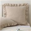 Aryeleay Confezione da 2 federe per cuscini con volant a quadretti, dimensioni standard 66 x 66 cm, 100% cotone lavato, a quadri, per letto/divano (66 x 66 cm, tortora/bianco a quadri)