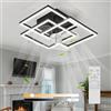 Homefire Ventilatore da soffitto con illuminazione silenzioso: Lampada da soffitto LED con ventilatore e telecomando 3000K-6500K dimmerabile a 6 velocità moderno nero e timer per soggiorno e cucina
