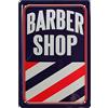 WOGEKA ART Targa in metallo retrò - Barber Shop Barbiere - Scritta divertente come idea regalo per compleanno Natale per decorazione 20 x 30 cm Design vintage in metallo 325