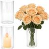 TSKDKIT 3 vasi in vetro per decorazione da tavolo, 15 cm di altezza x 8,5 cm, trasparenti, cilindri per candele, fiori, bicchieri, conchiglie, perle, decorazione per il soggiorno