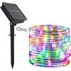 DINOWIN Luci Solari Esterno 10m 100 LED Impermeabile Catena Luminosa Esterno Filo Luci Led Luce Della corda a Led Decorative per Festa, Giardino, Natale, Halloween, Multicolore