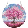 NEWENMO Albero di Ciliegio in Fiore Diamond Painting Pendente,Paesaggio Pittura a Diamante Pendant,Forma Speciale Diamond Painting Ciondolo,DIY Diamantini Crystal Art Pendente per Porta Parete Decor