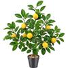 Gresorth 51 cm, alberi artificiali di limone giallo, finti, piante da frutto verdi per casa, decorazione con foglie in plastica realistiche, per casa, cornice, ufficio, giardino, interni