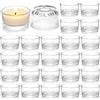 ASSRECT 24 Pezzi Portacandele Vetro Trasparente, Diametro 4,5 cm Altezza 2,5 cm, Portacandele con Fondo Antiscivolo a 4 Punti, Ideale per Matrimoni, Natale e Decorazioni da Tavola