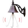 Generic Campane in ghisa per esterni, campane decorative per porta, resistenti, stile retrò, con corda, per scuola, giardino, casa