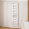 EMKE Scaldasalviette Elettrico Bagno,Curvo,120 x 40cm, 500W,Termoarredo Asciugamani da Bagno con WIFI Termostato,Bianco,Radiatore da Bagno