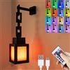 ZeiLaBang Kakadi Pixelated Lantern - Luce notturna a LED, 16 colori, con telecomando, ricaricabile, USB, per regali, camera e feste (lanterna)