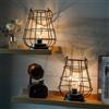 JHY DESIGN Set di 2 lanterne decorative da tavolo a forma di gabbia, alte 22 cm, alimentate a batteria, senza fili, con luci bianche calde, lampadina LED Edison, per soggiorno, camera da letto, casa