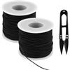 Maxmoc Elastico per bracciali, 2 rotoli di filo di gomma da 1 mm x 100 m, cordoncino in gomma con forbici, filo elastico per fai da te, creazione di gioielli, bracciali, collane (nero)