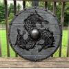 NEOARY Scudo vichingo medievale Fenrir grigio lupo scudo autentico Bettleworn Viking Battle Ready Shield fatto a mano scudo guerriero scudo completamente funzionale per combattimento 61 cm di diametro