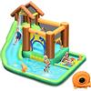 COSTWAY Castello Gonfiabile per Bambini, Parco Acquatico con Scivolo per Bambini, Piscina Trampolino e Palline, con Borsa da Trasporto, per 5 Bambini 3-10 Anni (con Compressore)