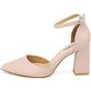QUEEN HELENA Décolleté Scarpe con Tacco Medio Eleganti a Punta Chiusa con Cinturino Donna ZM9002 Nude 35