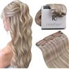 RUNATURE Extension Clip Capelli Veri Bionda Grigia Highlight Biondo Platino 3pcs 40cm 50g #19P60