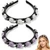 SSyang 2 PCS Cerchietto Capelli Donna, Cerchietto A Forcina Per Capelli Cerchietti Con Mollette, A Forcina Con Mollette,Forcina Per Con Doppia Frangia Cerchietti Clip(Bianco + Viola)