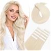 Rich Choices Extension Capelli Veri Biadesivo Extension Umani Lisci Remy Human Hair Tape in Extension Biadesive Capelli Veri 30cm 10pz #70 Biondo Platino Chiarissimo