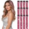 jooceebaby Tinsel Extension Capelli con Clip 55 cm, 29 Colori Laser-Rosa Extension Capelli Paillettes Glitter, Accessori Capelli Brillanti per Festa Festival Concerto Halloween Natale