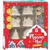 1 2 3 SOLEIL Mes jolies maisons de Noël à peindre: Coffret avec 6 figurines en plâtre, 10 cartes de Noël à colorier, 400 strass autocollants, 12 pots de peinture et 2 pinceaux