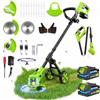 Lemolifys Decespugliatore a Batteria, 21v TelescopicoTagliabordi a Batteria Decespugliatore Elettrico con 2 2Ah Batterie, Ruote di Rimovibili, 3 Tipi di Lame per Il Taglio Di Giardini Prati