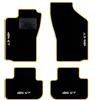 QUEMAR Tappetini Auto per Alfa Romeo GT, Bordo Giallo, 4 Ricami | 2003-2010 / Kit Tappeti Moquette e Gomma su Misura / Set 2 Anteriori + 2 Posteriori / Ricami e Colori Personalizzati