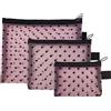 shjxi Travel Makeup Bag - 3 Pezzi con Stampa a Cuore in Rete, Porta Trucchi con Cerniera | Astuccio Estetico Porta Trucchi Portamonte Zaino | Per Casa Ufficio Donne Ragazze Scuola Palestra Lavoro
