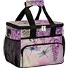 Helhappy Grande borsa termica da campeggio per picnic, libellula acquerello con glicine pieghevole portatile borsa pranzo da viaggio e contenitore per il pranzo per uomini e donne, 20 l