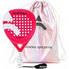 ianoni Racchetta da padel in fibra di carbonio + superficie 3D con nucleo in schiuma EVA Memory Flex - Super Power-Pink