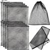 Cabilock 10 Sacchetti Rete in Poliestere Coulisse Nero, Resistenti e Leggeri, per Sport e Casa, Borse Rete per Palloni e Abbigliamento