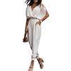 Suncadmious Tuta per Donna Elegante Casual Un Pezzo Pagliaccetto Spalla Fredda Abiti per L'Estate (Bianco,L)
