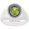 Artik Jewels Naturale Peridoto Gemma Con 14K Placcato Oro Bianco Anello Argento per Uomo #901