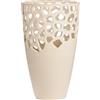 GILDE Vaso decorativo in ceramica, con motivo forato, regalo di Natale, compleanno, matrimonio, colore: crema, altezza 38 cm