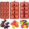 ENBRWAS Confezione da 3 stampi in silicone per cioccolato (4,6 cm a due morsi), stampi in silicone a forma di animali, stampi per gelatine individuali. Caratteristiche orso, dinosauro, leone, ippopotamo, api