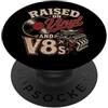 Vinyl And V8s Apparel Sollevato su vinile e V8s Classic Car Music Lover Retro PopSockets PopGrip Adesivo