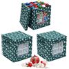 Relaxdays scatole Porta Palline di Natale, Set 3 pz, HxBxT: 33 x 33 x 33 cm, TNT, Cartone, Verde