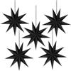 Vicloon 5 Pezzi Stelle di Carta da Appendere, 50cm Decorazione Stella di Carta 9 Punte, 5D Addobbi Natalizi Stella per Decorazione Finestra, Natale, Avvento, Festa, Compleanno, Matrimonio(Nero)