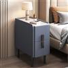 LIUWOPA Comodino Moderno in Similpelle con Piano in Marmo, Comodino Stretto, tavolino Laterale di Lusso con 2 cassetti e Gambe in Metallo, mobiletto portaoggetti per camere da Letto, Blu