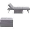 Atlantic Home Collection Finn, sedia a sdraio, sgabello, in poliestere, grigio, LxPxA: 80 cm x 72 cm x 43 cm