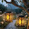 Dehobo Luci Solari da Esterno 2 Pezzi - Effetto Fiamma Lanterna Solare da Esterno IP65 Impermeabile Metallo per Decorazione Esterni Balcone Terrazza Giardino Halloween
