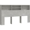 vidaXL Testiera letto con ripiani Grigio cemento 180x19x103,5 cm