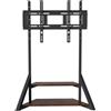 Happyment Supporto a pavimento per TV Vaylen, per schermi da 40 a 75 pollici, regolabile in altezza da 122 a 145 cm, con ripiani, colore nero, materiale: MDF, capacità massima: 80 kg