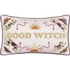 furn. Fodera per cuscino Good Witch - Fodera decorativa reversibile in velluto ricamato Halloween con filo metallico (Bianco Angelo - 30x50cm)