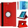 R.SHENGTE Custodia per Samsung Galaxy Tab A 9.7 pollici 2015 (SM-P550 SM-T550 SM-T555) - Rotazione di 360 gradi Custodia protettiva completa per supporto,Con Penna Stilo, Pellicola Per Schermo (Red)