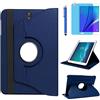 R.SHENGTE Custodia per Samsung Galaxy Tab S3 9.7 pollici 2017 (SM-T820 SM-T825) - Rotazione di 360 gradi Custodia protettiva completa per supporto,Con Penna Stilo, Pellicola Per Schermo (Deep Blue)