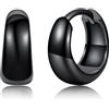 Silvora Orecchini Donna Cerchio Argento 925, 8mm Orecchino Cerchio Donna Nero, Orecchini Piccoli Tondi Eleganti per Anniversario Compleanno Natale