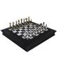 Italfama Set Di Scacchi In Marmo E Legno 50Cm Pezzi In Metallo Con Contenitore