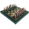 Italfama Roman vs Gladiators Set Scacchi 3-in-1 Dipinto A Mano In Vera Pelle