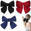 BOBOZHONG Fiocco per Capelli Grande - 3 Pezzi, Hair Bows Barrettes in Satinato Morbido con Nastro, Clip a Farfalla per Acconciature (Blu Scuro, Nero, Rosso) - Accessorio Elegante per Donne e Ragazze