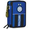 Seven Inter Astuccio Scuola 3 Zip, Blu, Portapenne Triplo Scomparto Completo Di Penne, Matite, Colori, Scuola Elementare, Bambino, calcio