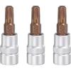 QUARKZMAN 3 Pezzi T30 Punta Torx Presa 1/4 Attacco Quadrato Metric S2 E Acciaio CR-V Chiave A Cricchetto Industriale Bits, Argento Rosso